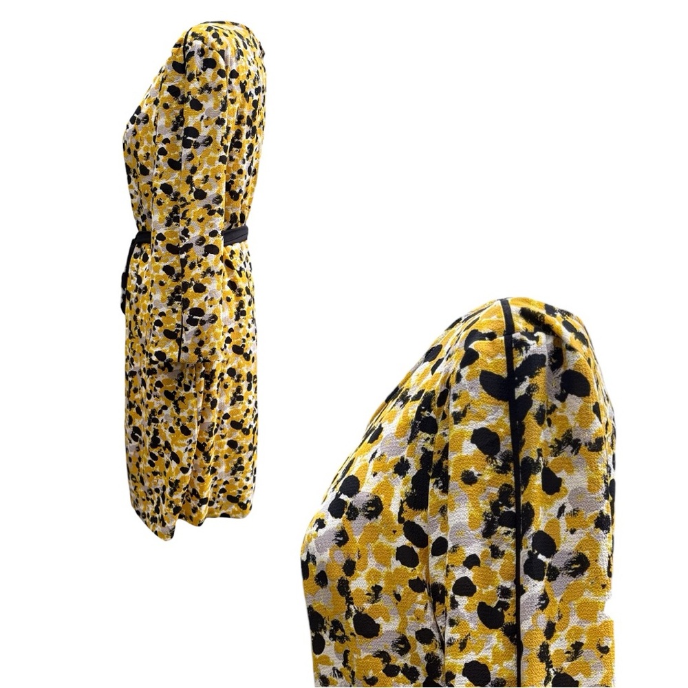 H&M Abstract Brushed Floral Yellow Crepe Dress | (US 12*) - Picture 4 of 10